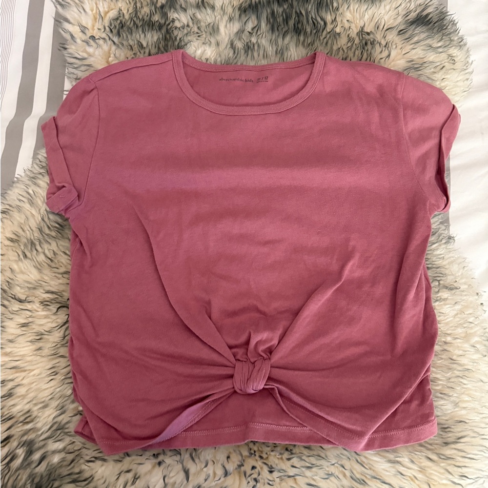 Girls Abercrombie Pink Knot Front Top
